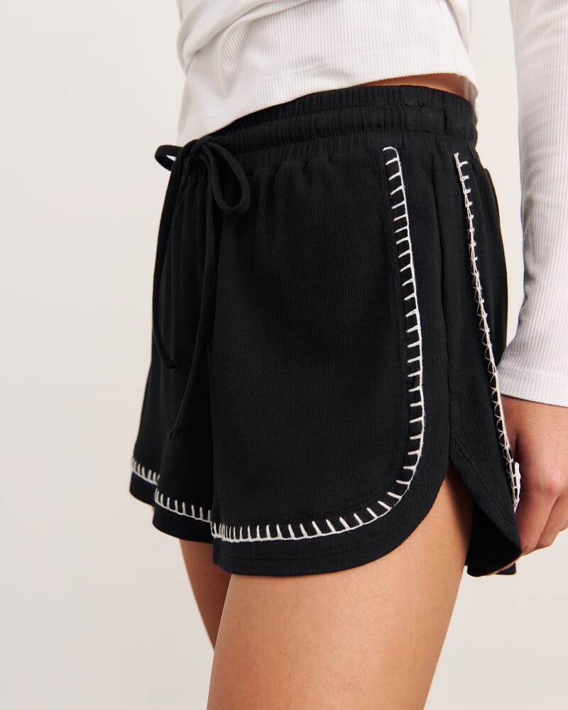 Celina Blanket Stitch Short in BLACK