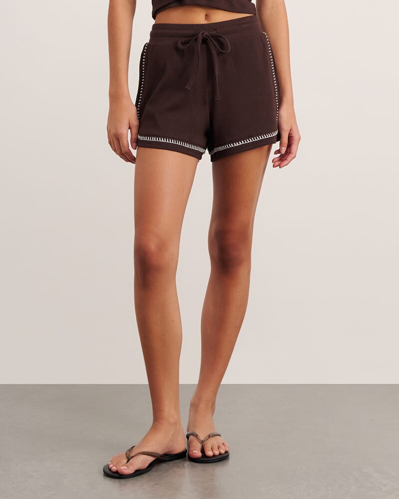 Celina Blanket Stitch Short in DARK CHOCOLATE