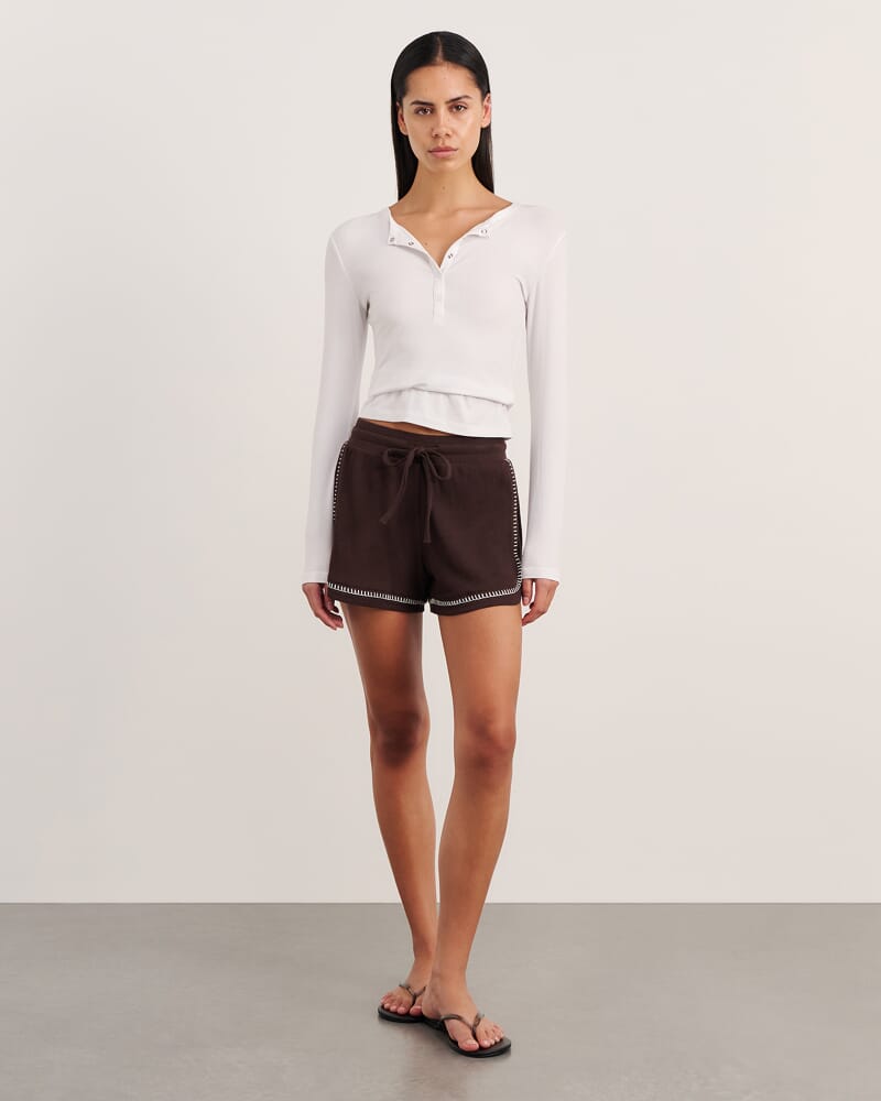 Celina Blanket Stitch Short in DARK CHOCOLATE