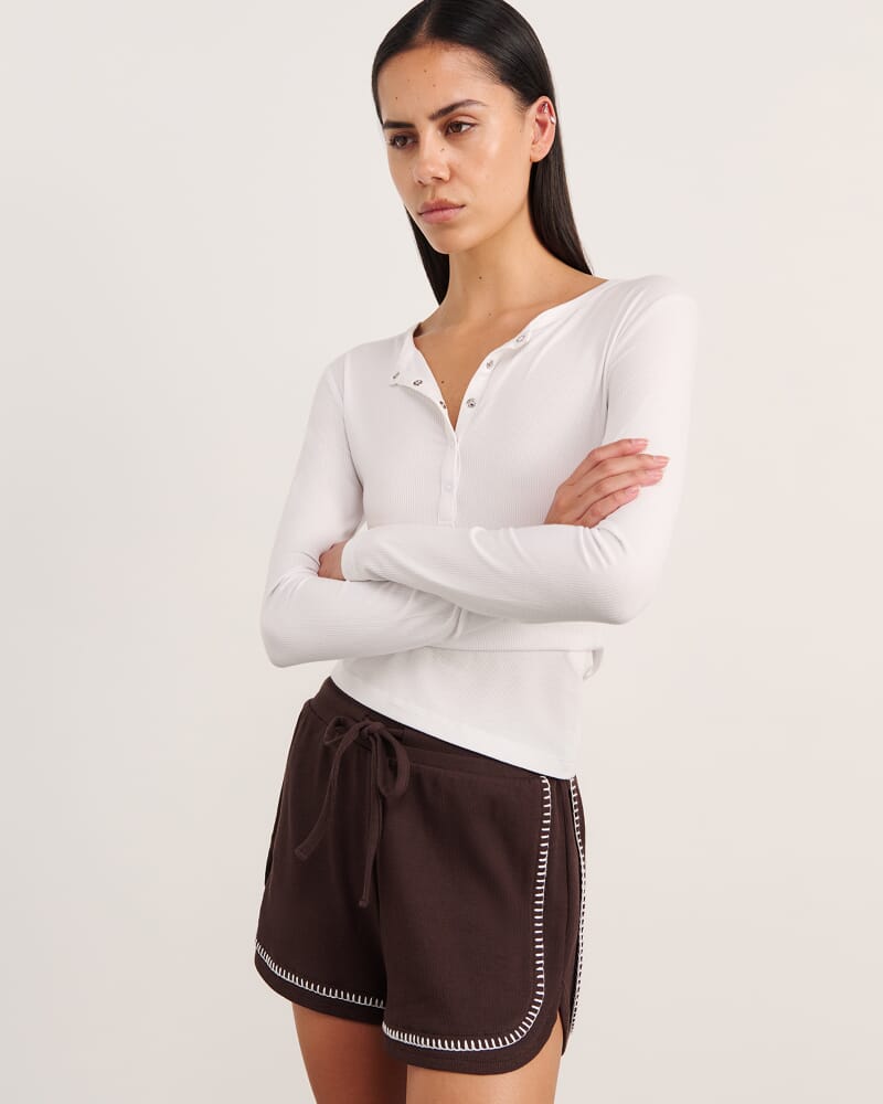 Celina Blanket Stitch Short in DARK CHOCOLATE