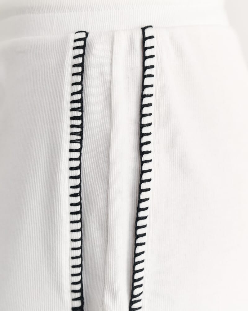 Celina Blanket Stitch Short in WHITE