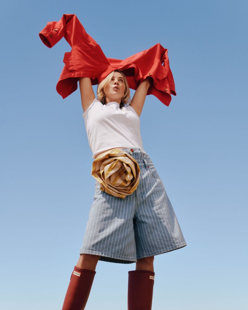 Nfw Stripe Denim Short in PALE BLUE/WHITE
