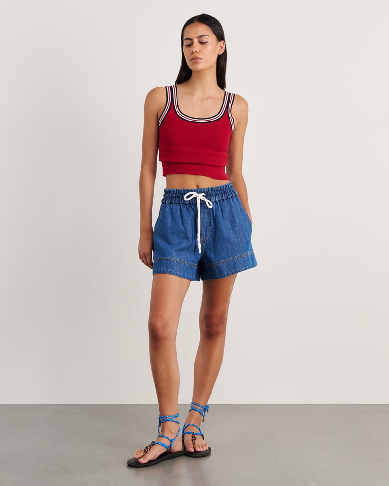 Loe Denim Pull On Short in BLUE VINTAGE