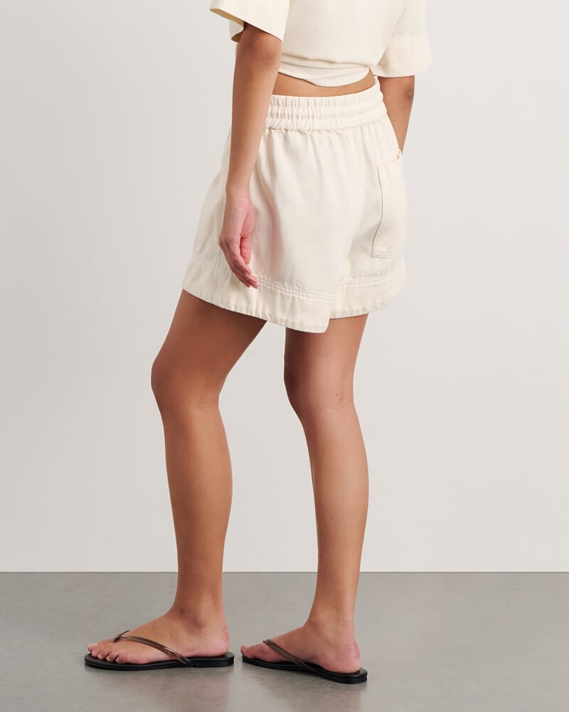 Loe Denim Pull On Short in ECRU