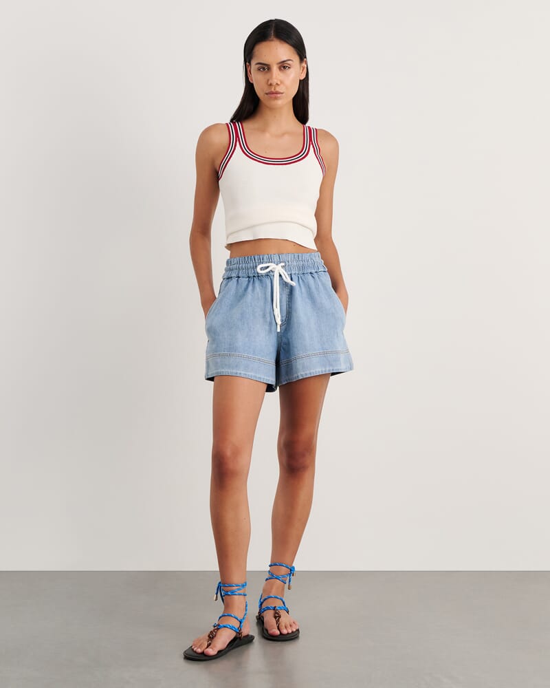 Loe Denim Pull On Short in LIGHT WASH