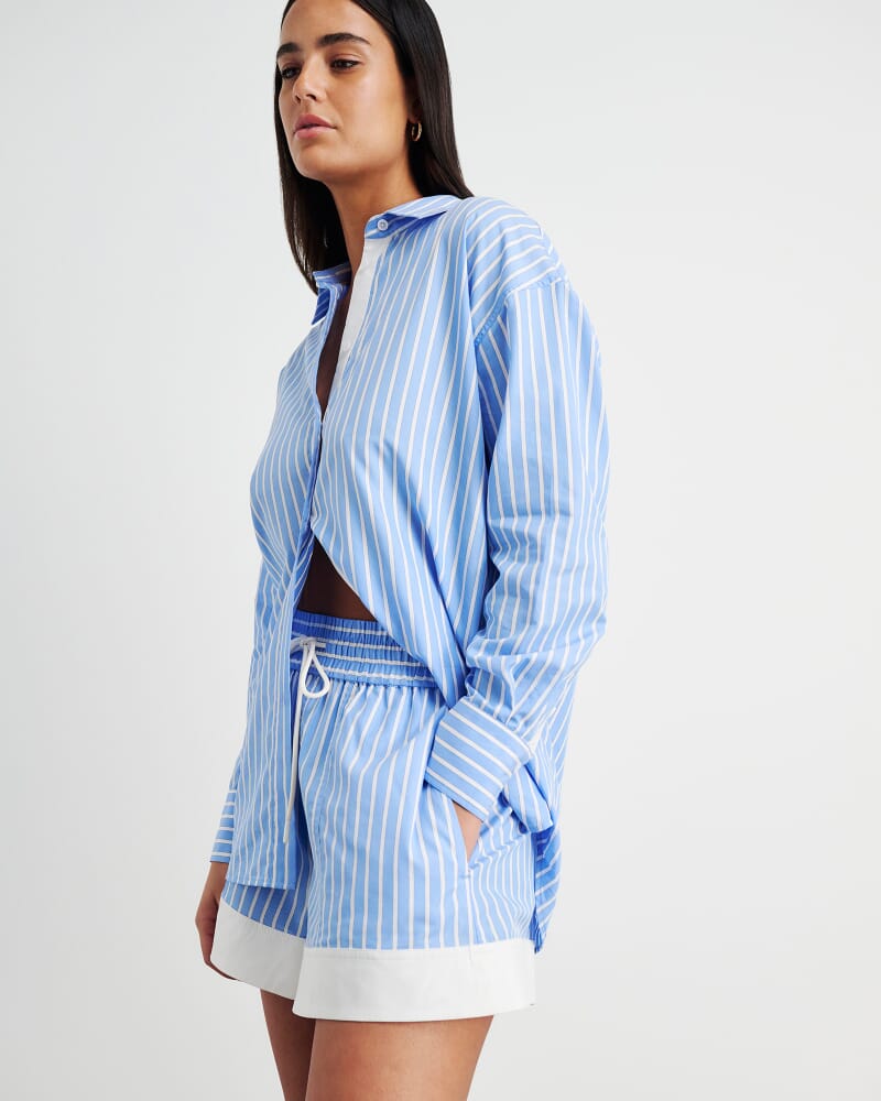 Gigi Poplin Pull On Short in BLUE/WHITE
