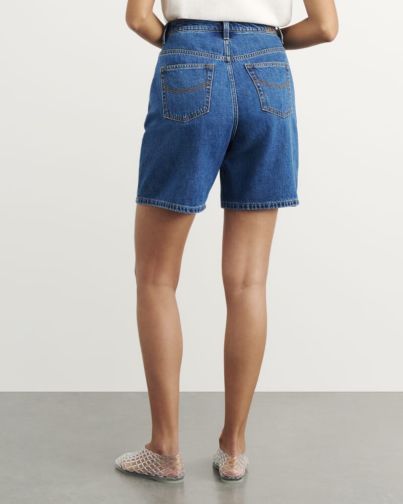 Camron Denim Mid Rise Short in BLUE WASH