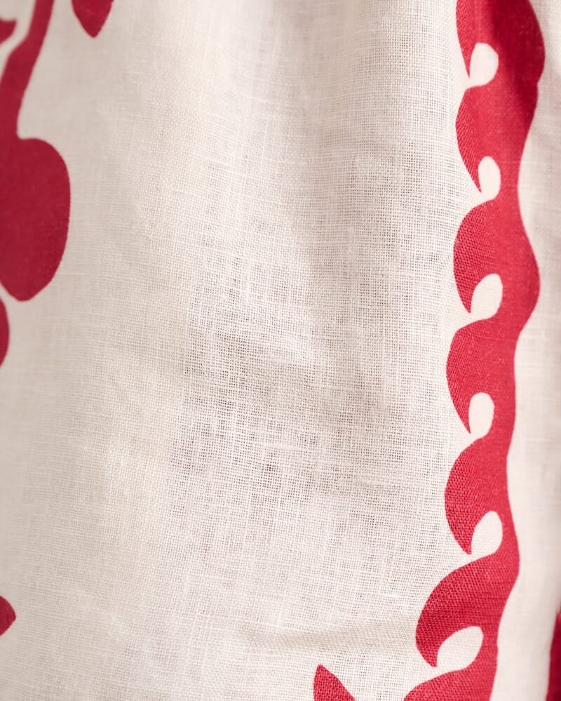 Wave Linen Pull On Short in RED MULTI