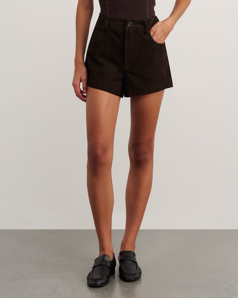Ophelia Suede Short in DARK CHOCOLATE