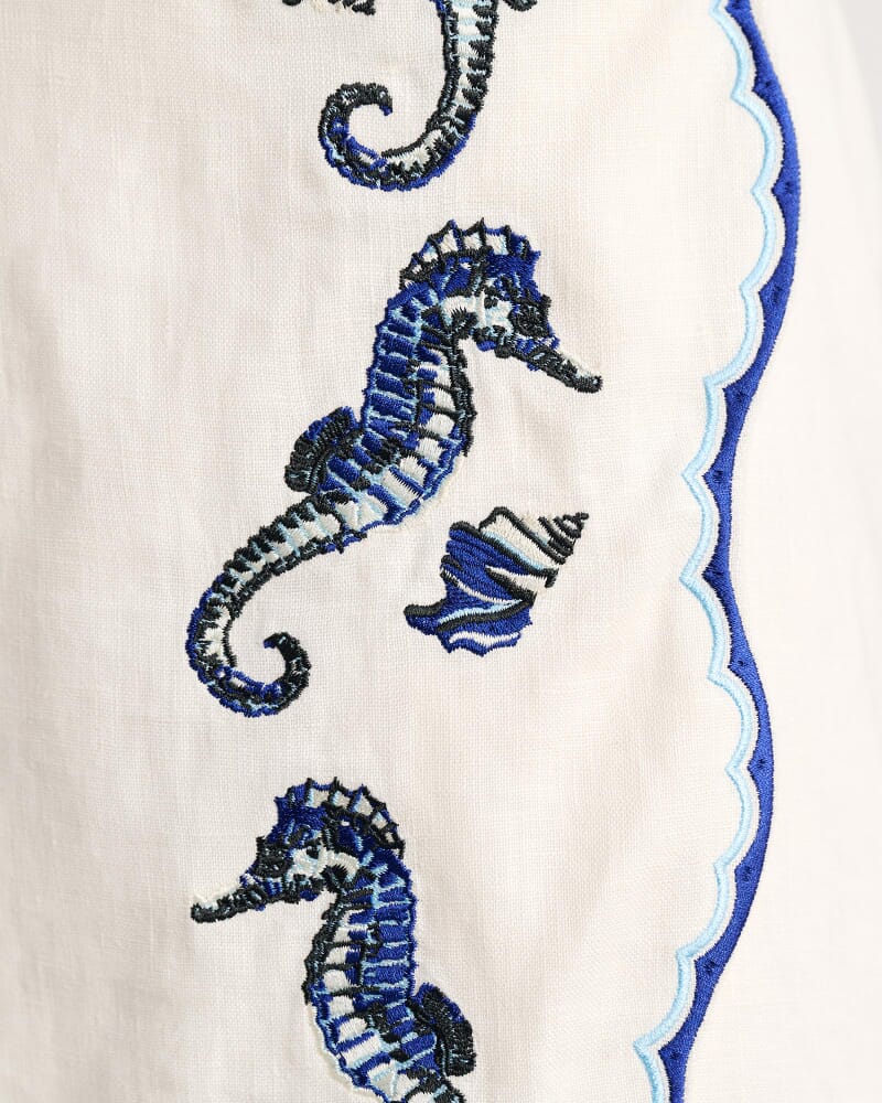 Seahorse Linen Mini Wrap Skirt in MILK