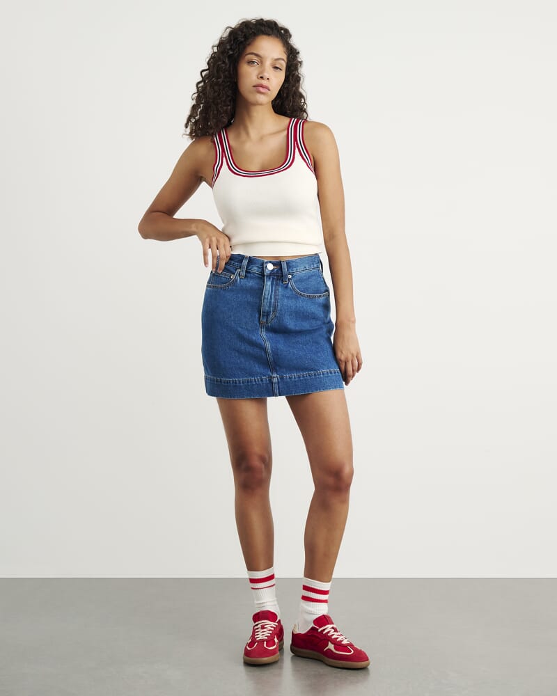 Cora Denim Mini Skirt in BLUE WASH