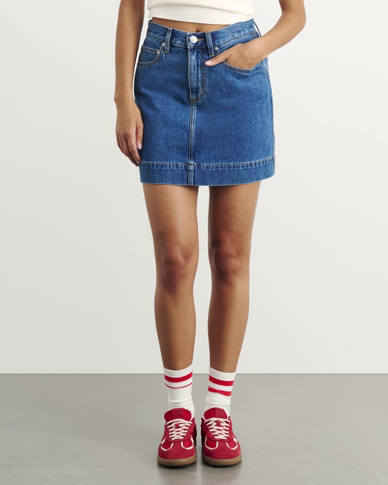 Cora Denim Mini Skirt in BLUE WASH