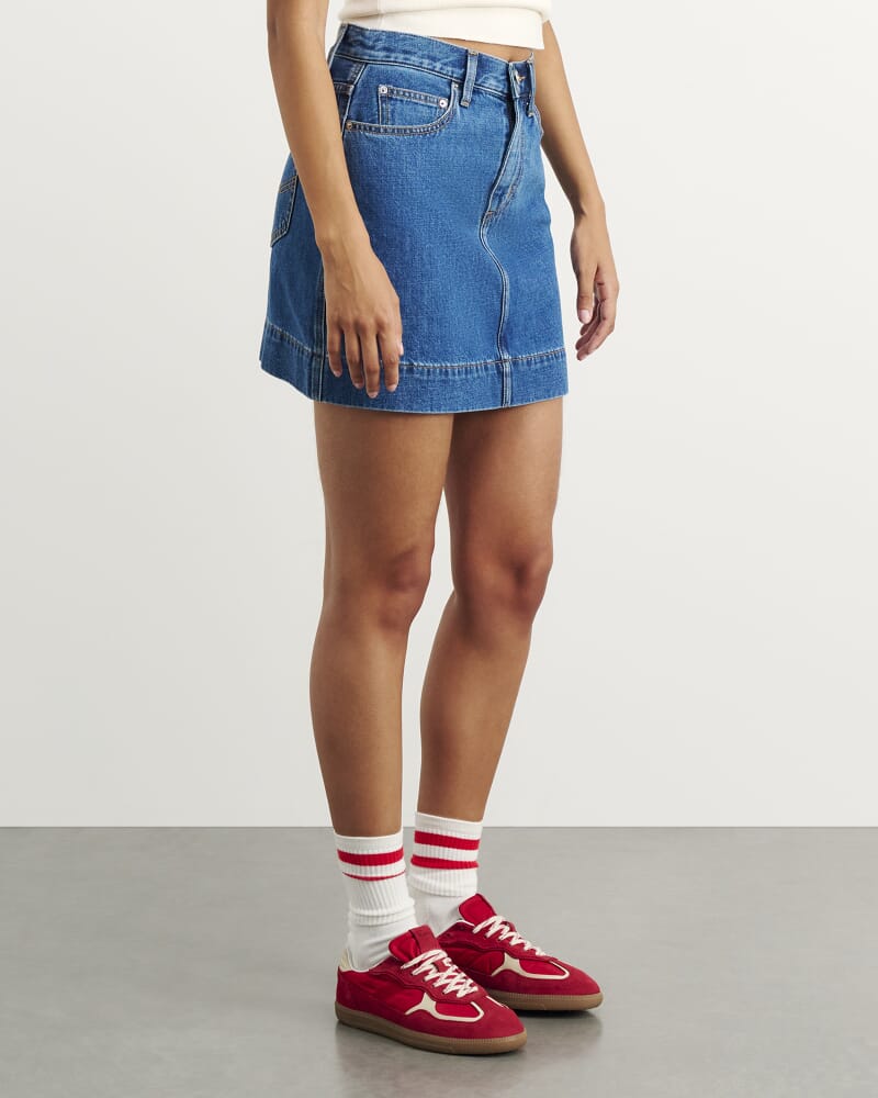 Cora Denim Mini Skirt in BLUE WASH