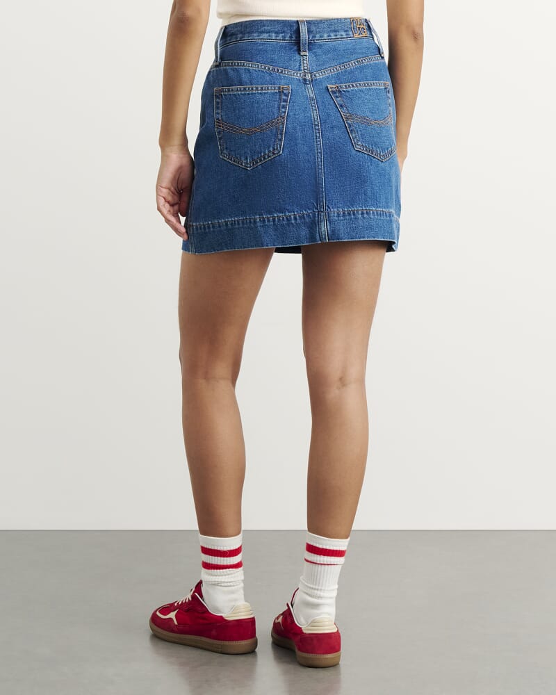 Cora Denim Mini Skirt in BLUE WASH