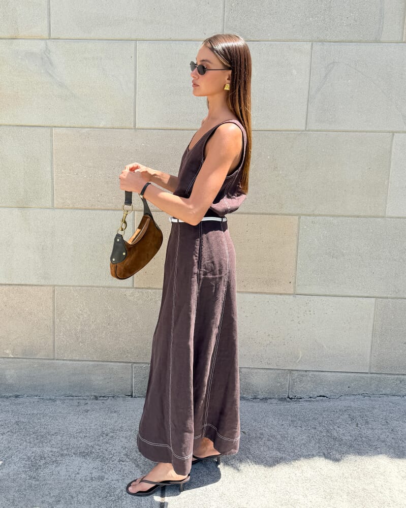 Sabine Linen Maxi Skirt in DARK CHOCOLATE
