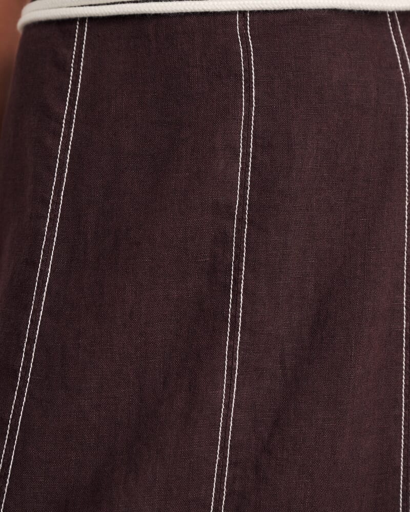 Sabine Linen Maxi Skirt in DARK CHOCOLATE