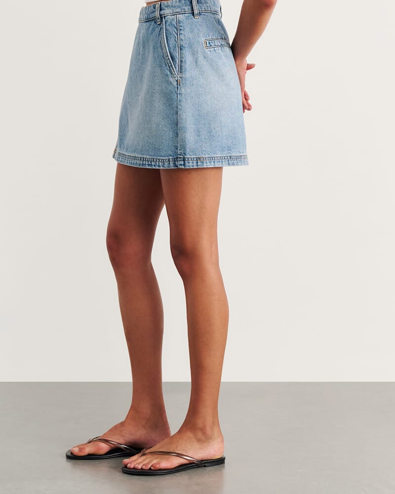 Anais Mini Denim Wrap Skirt in LIGHT WASH