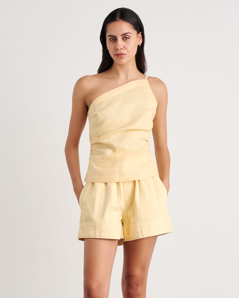 Sabine One Shoulder Top in BUTTER