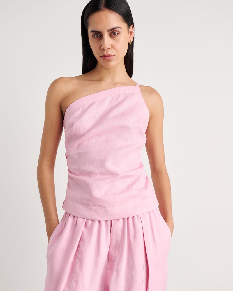 Sabine One Shoulder Top in DUSTY PINK
