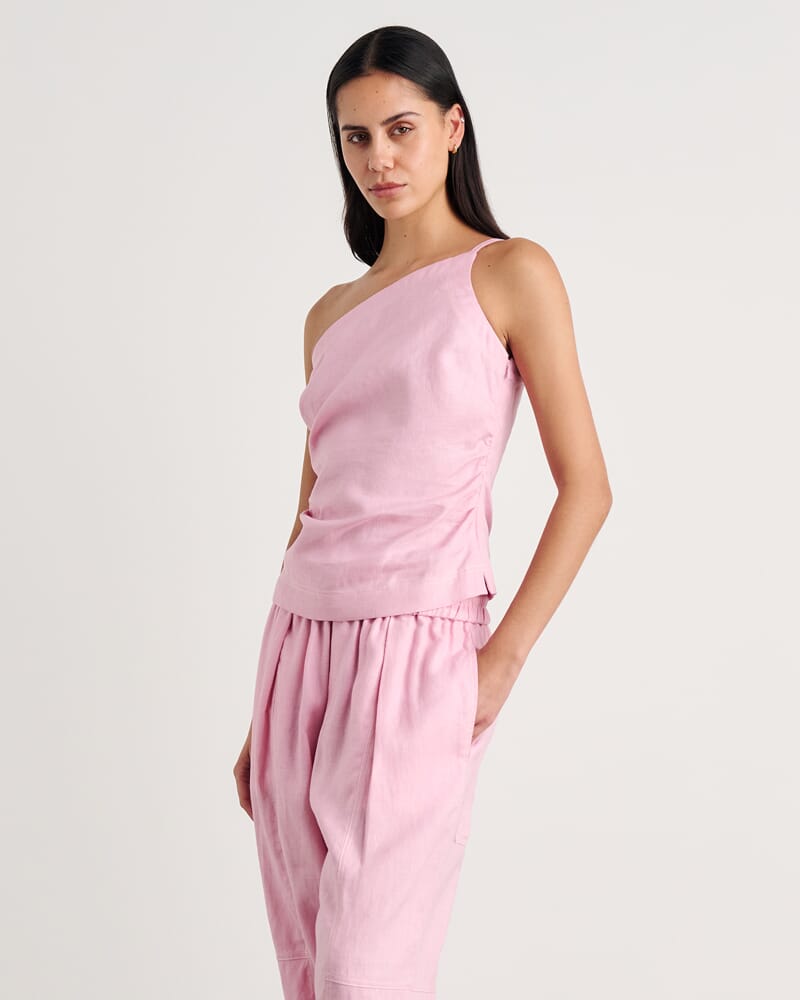 Sabine One Shoulder Top in DUSTY PINK