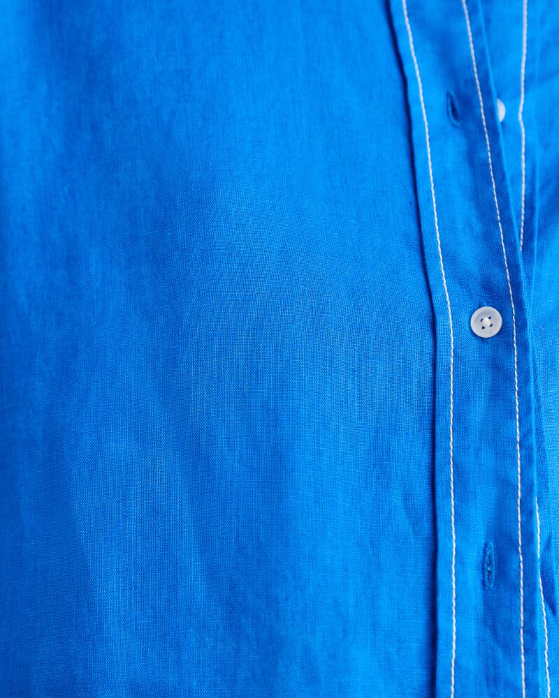 Gigi Linen Relaxed Shirt in BRIGHT BLUE