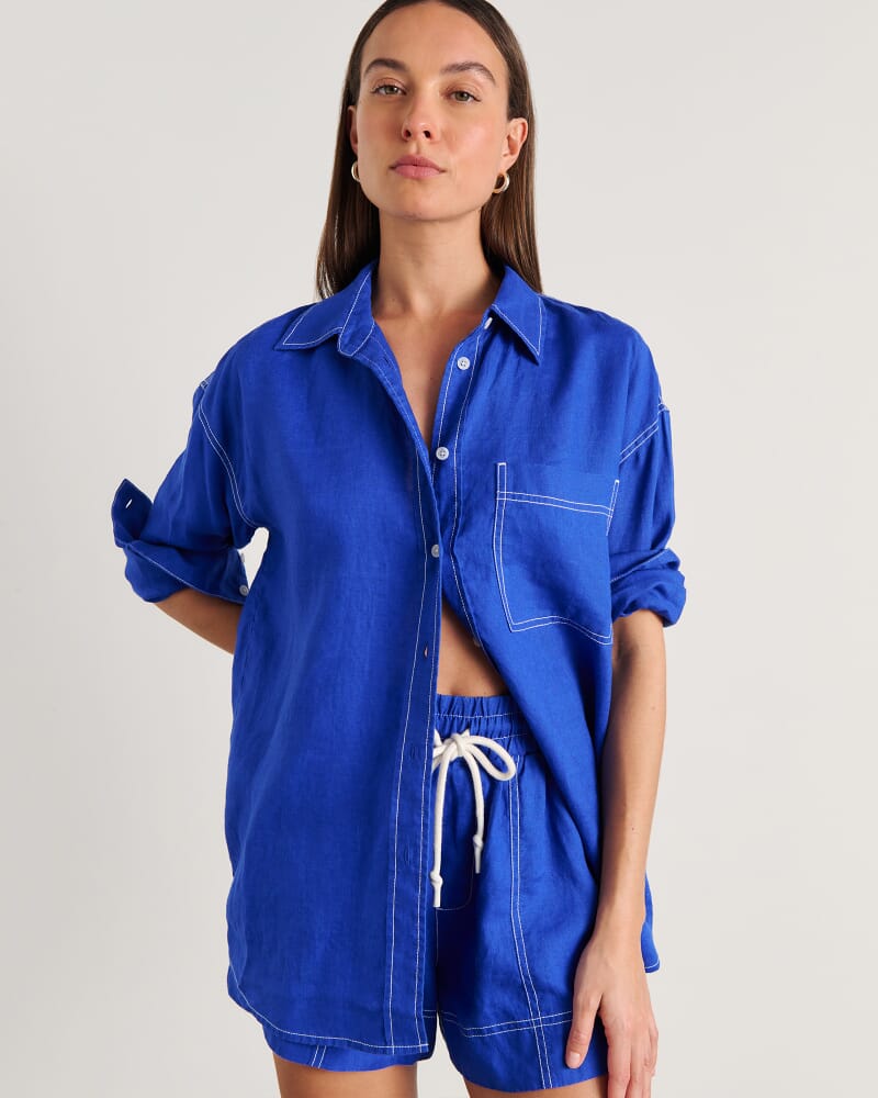Gigi Long Sleeve Shirt in COBALT
