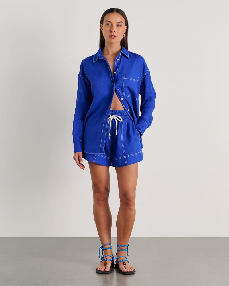 Gigi Long Sleeve Shirt in COBALT