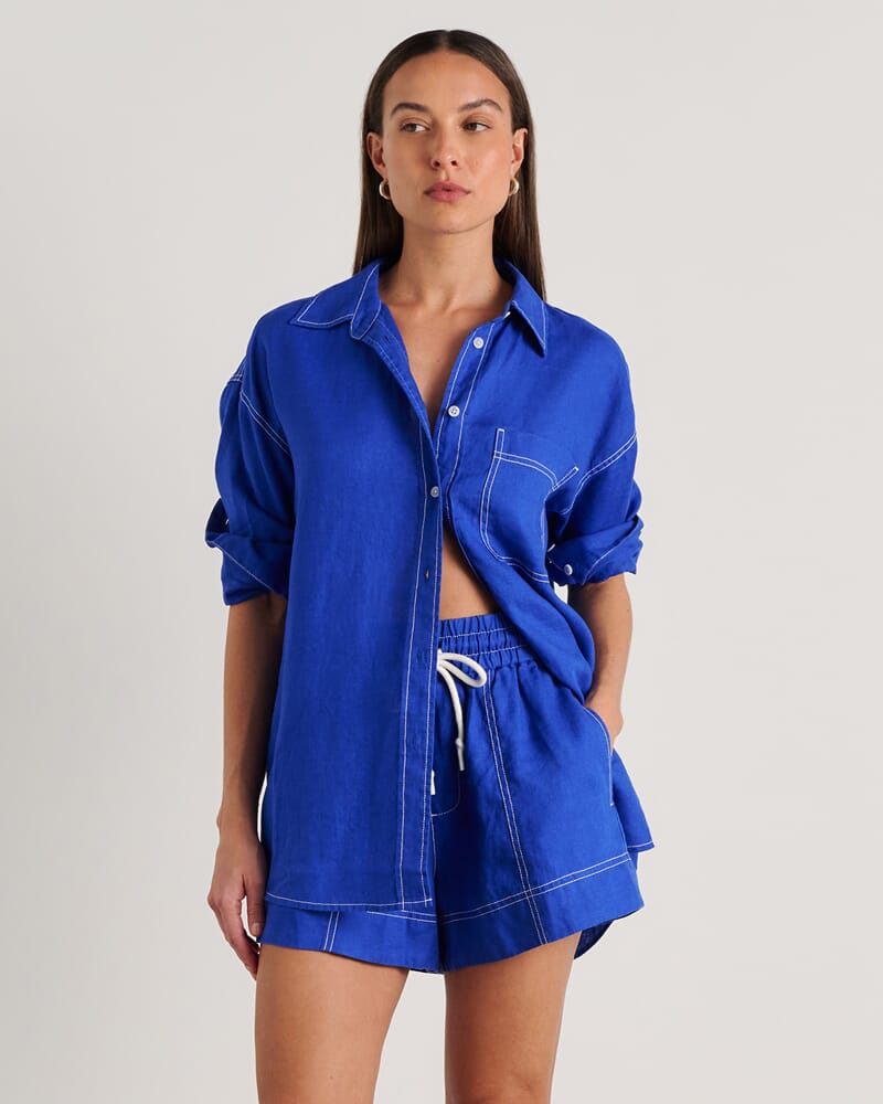 Gigi Long Sleeve Shirt in COBALT