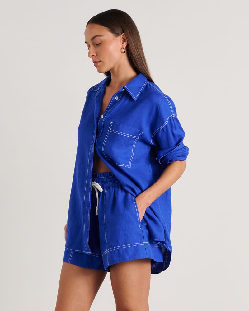 Gigi Long Sleeve Shirt in COBALT