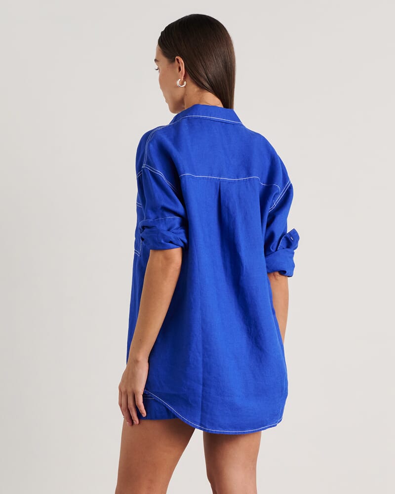 Gigi Long Sleeve Shirt in COBALT