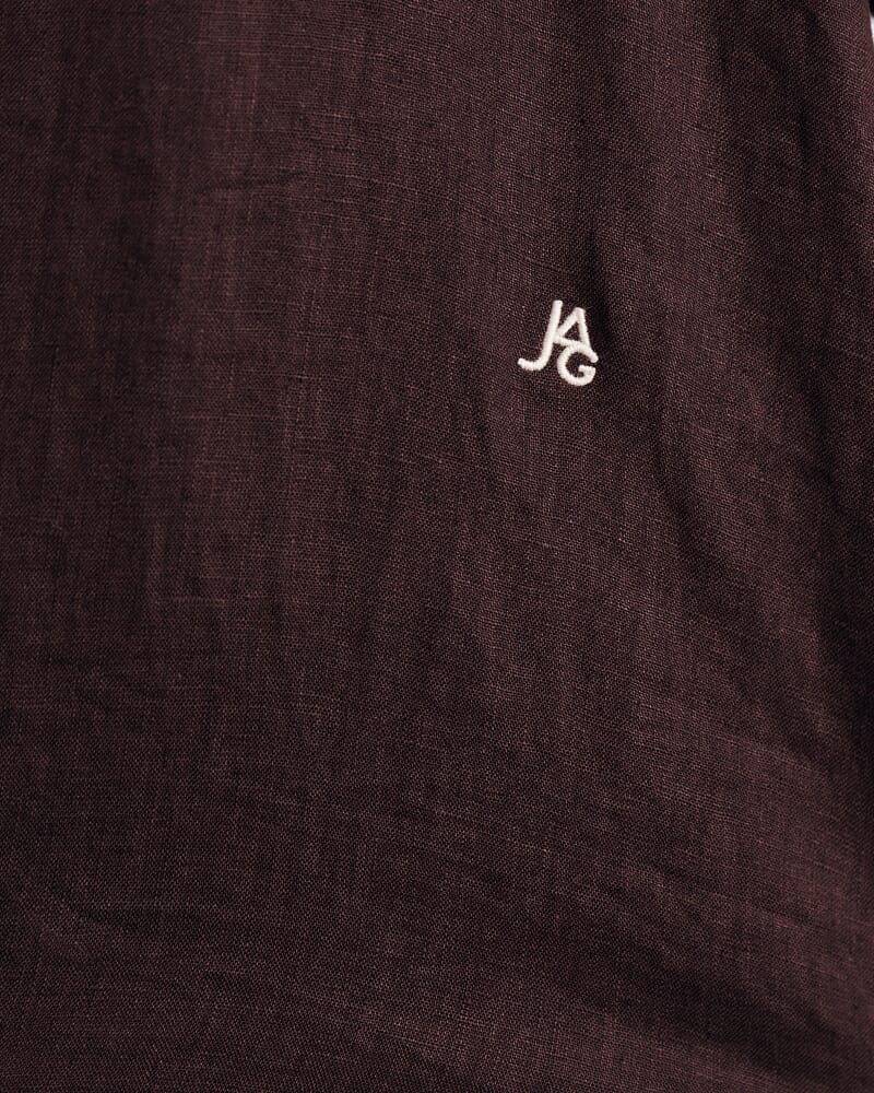 Gigi Linen Relaxed Shirt in DARK CHOCOLATE