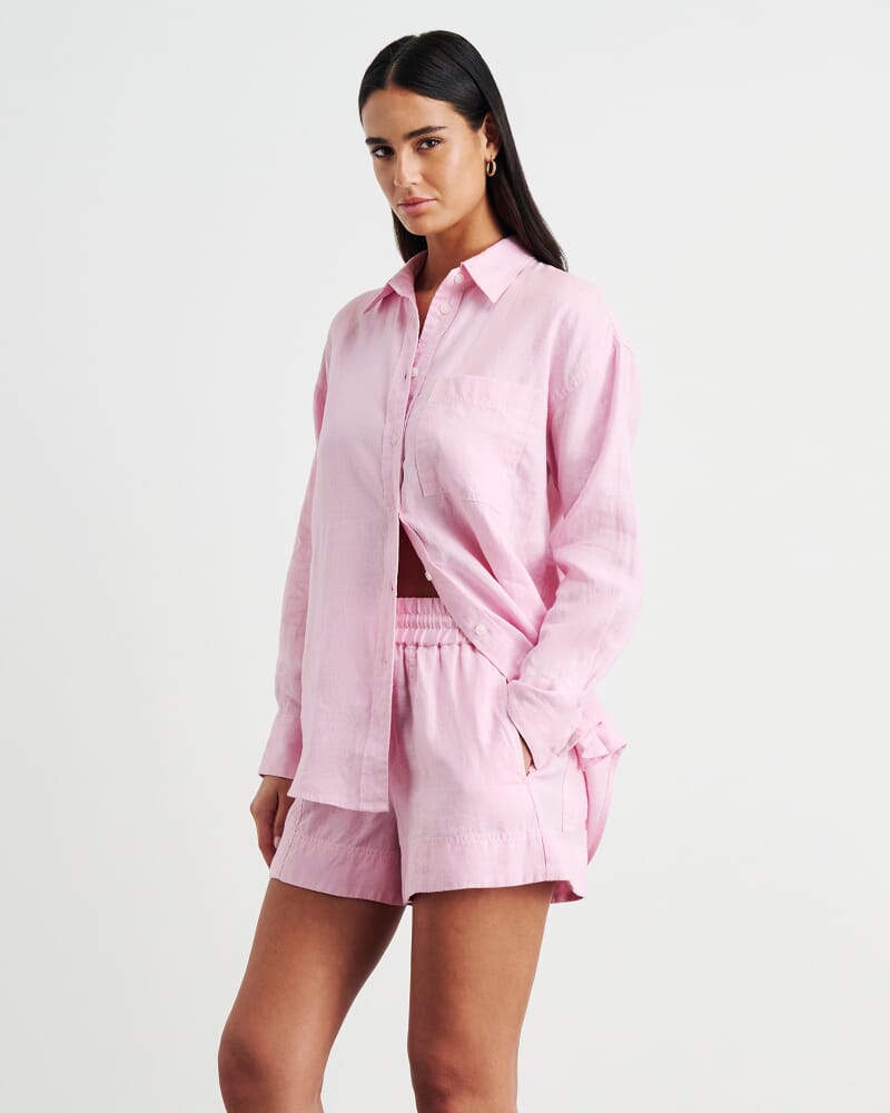 Gigi Linen Relaxed Shirt in DUSTY PINK