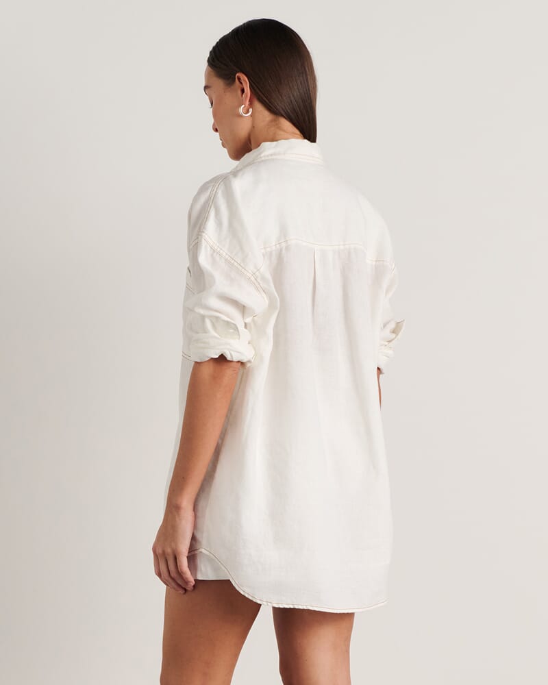Gigi Linen Relaxed Shirt in WHITE