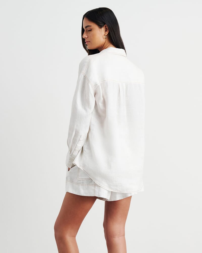 Gigi Linen Relaxed Shirt in WHITE