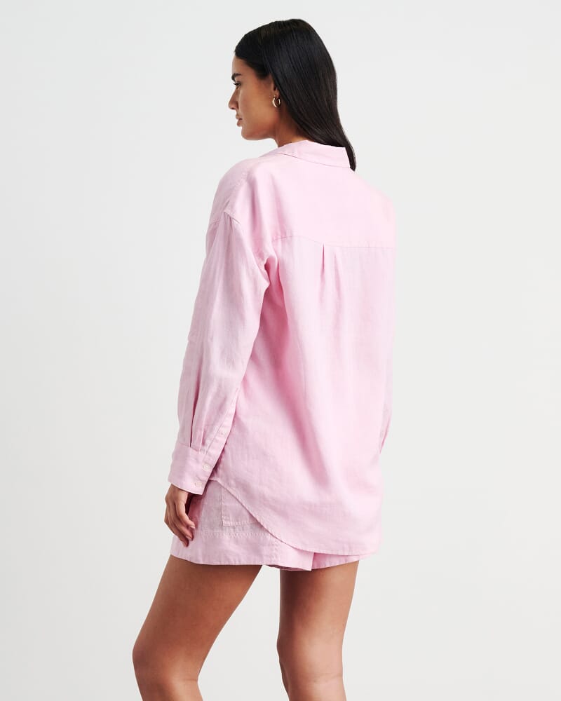 Gigi Linen Relaxed Shirt in DUSTY PINK