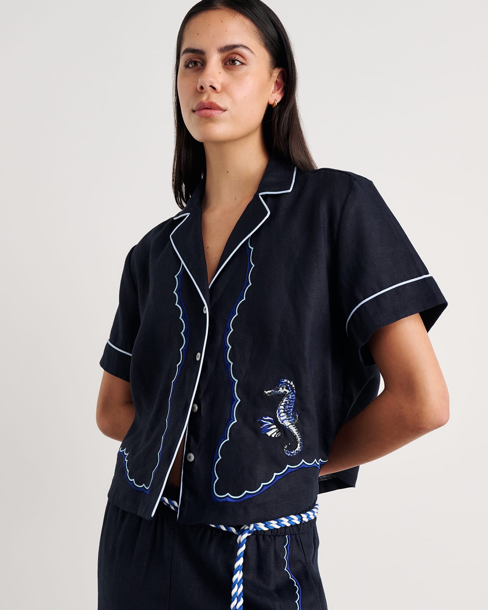 Seahorse Crop Short Sleeve Shirt