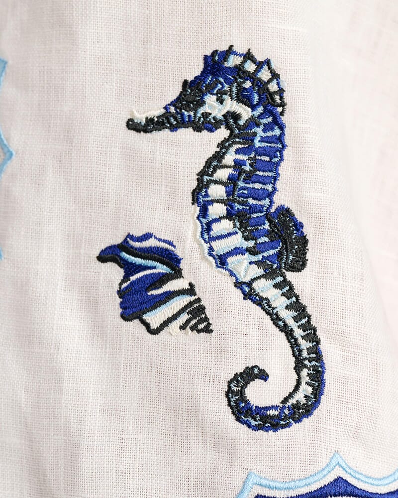 Seahorse Crop Short Sleeve Shirt in MILK