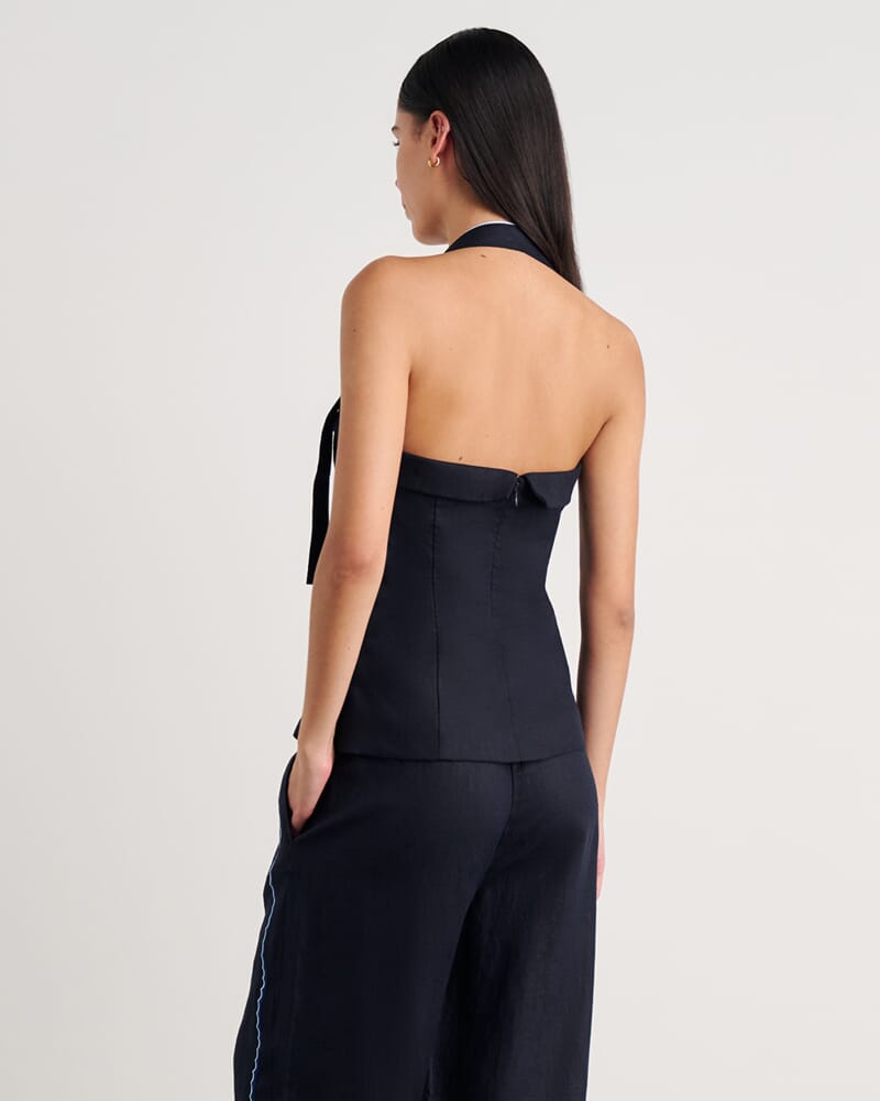 Seahorse Halter Top in INK