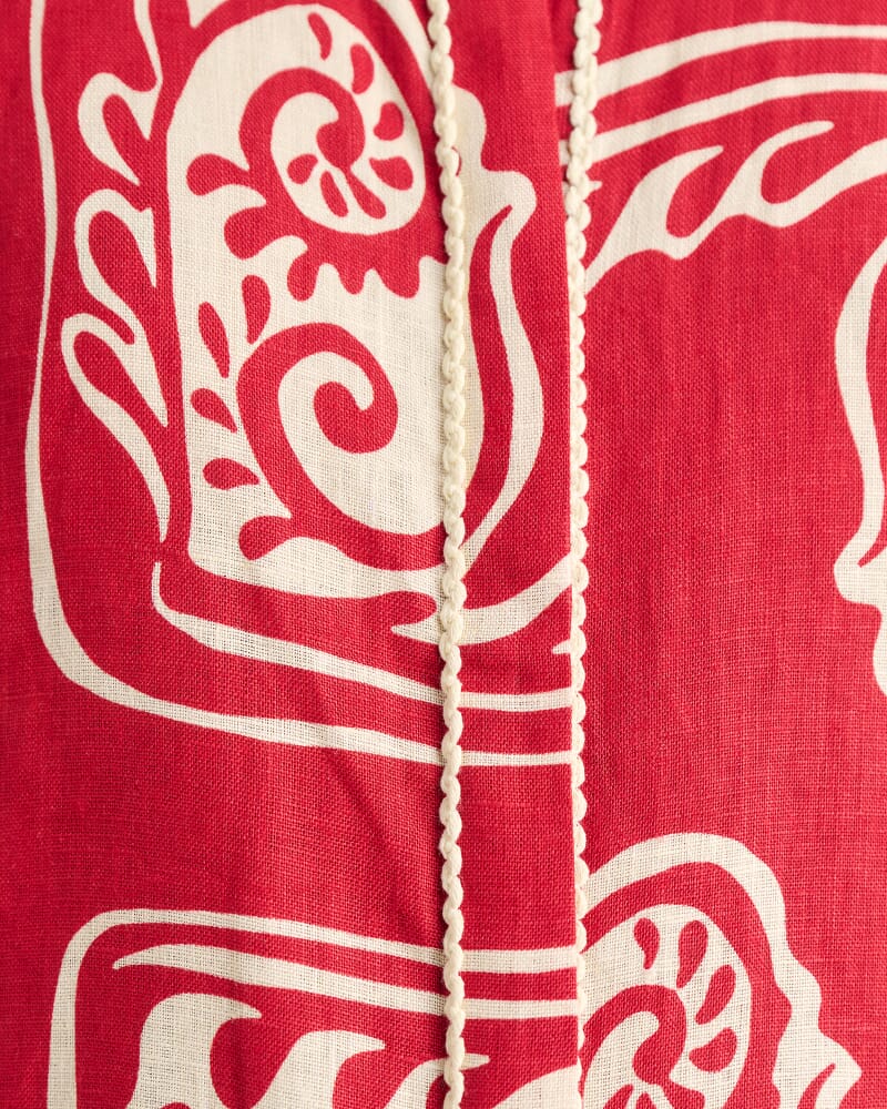 Ceeze Linen Short Sleeve Shirt in RED MULTI