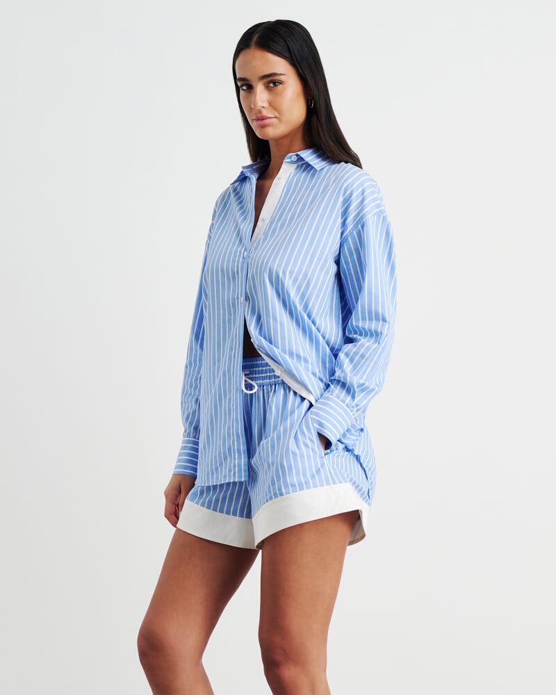 Gigi Poplin Relaxed Shirt in BLUE/WHITE