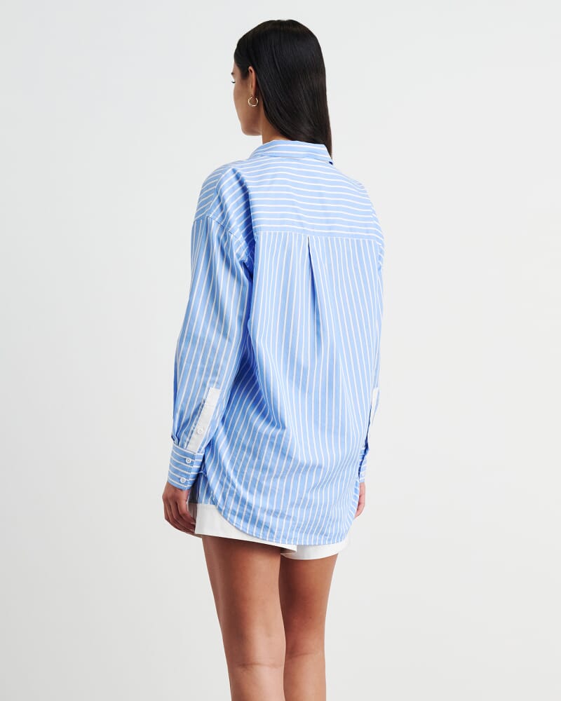 Gigi Poplin Relaxed Shirt in BLUE/WHITE