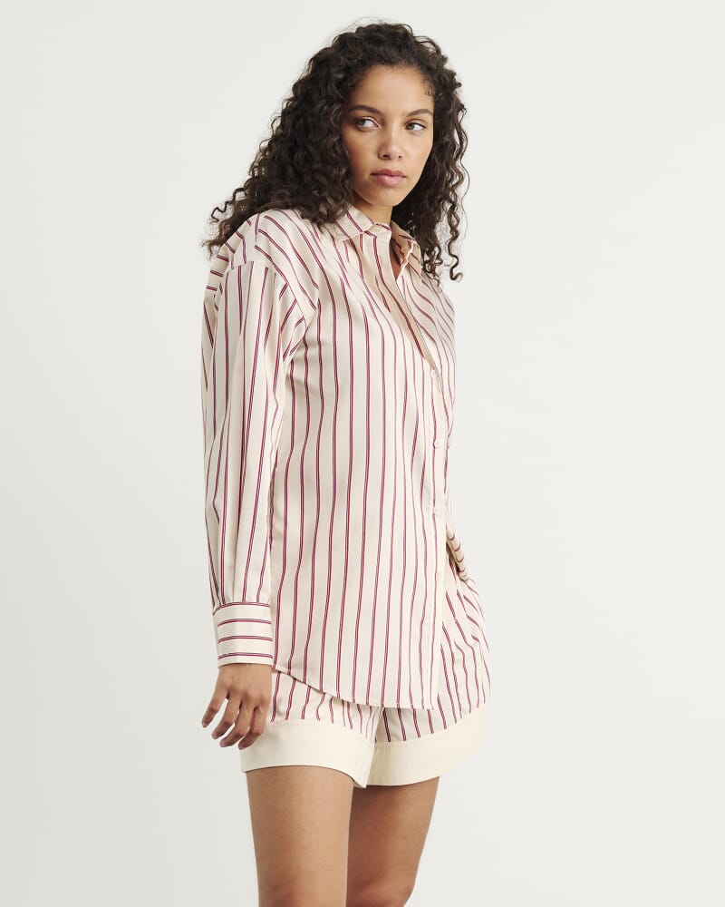 Gigi Poplin Relaxed Shirt in RED/WHITE