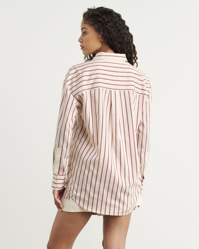Gigi Poplin Relaxed Shirt in RED/WHITE