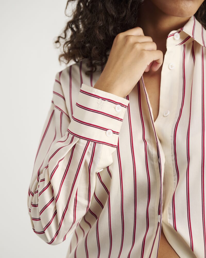 Gigi Poplin Relaxed Shirt in RED/WHITE