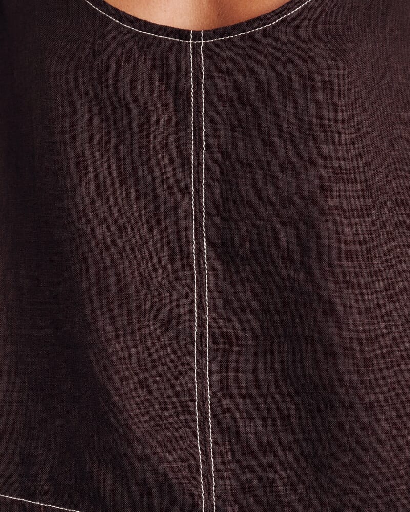 Sabine Linen Scoop Cami in DARK CHOCOLATE