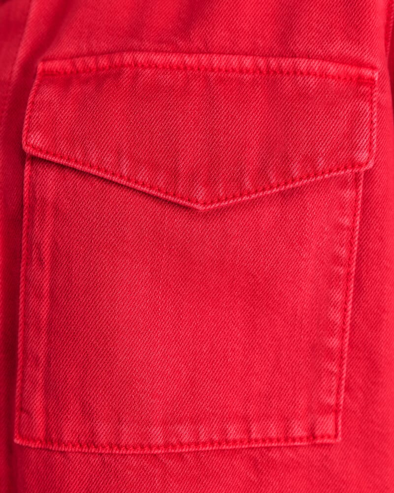 Nfw Garment Dye Crop Shirt in RED