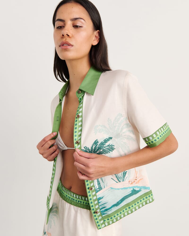 Sunlounger Short Sleeve Shirt in IVORY/MOSS