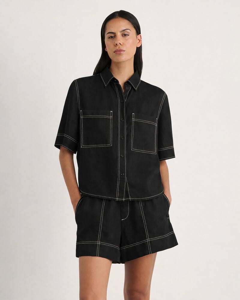 Gigi Relaxed Short Sleeve Shirt in BLACK