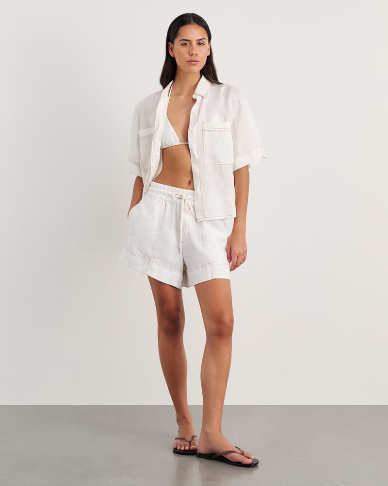 Gigi Relaxed Short Sleeve Shirt in WHITE