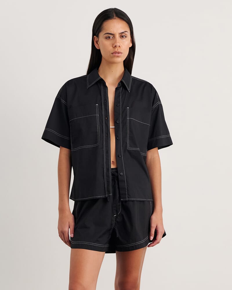 Eden Relaxed Short Sleeve Shirt in BLACK